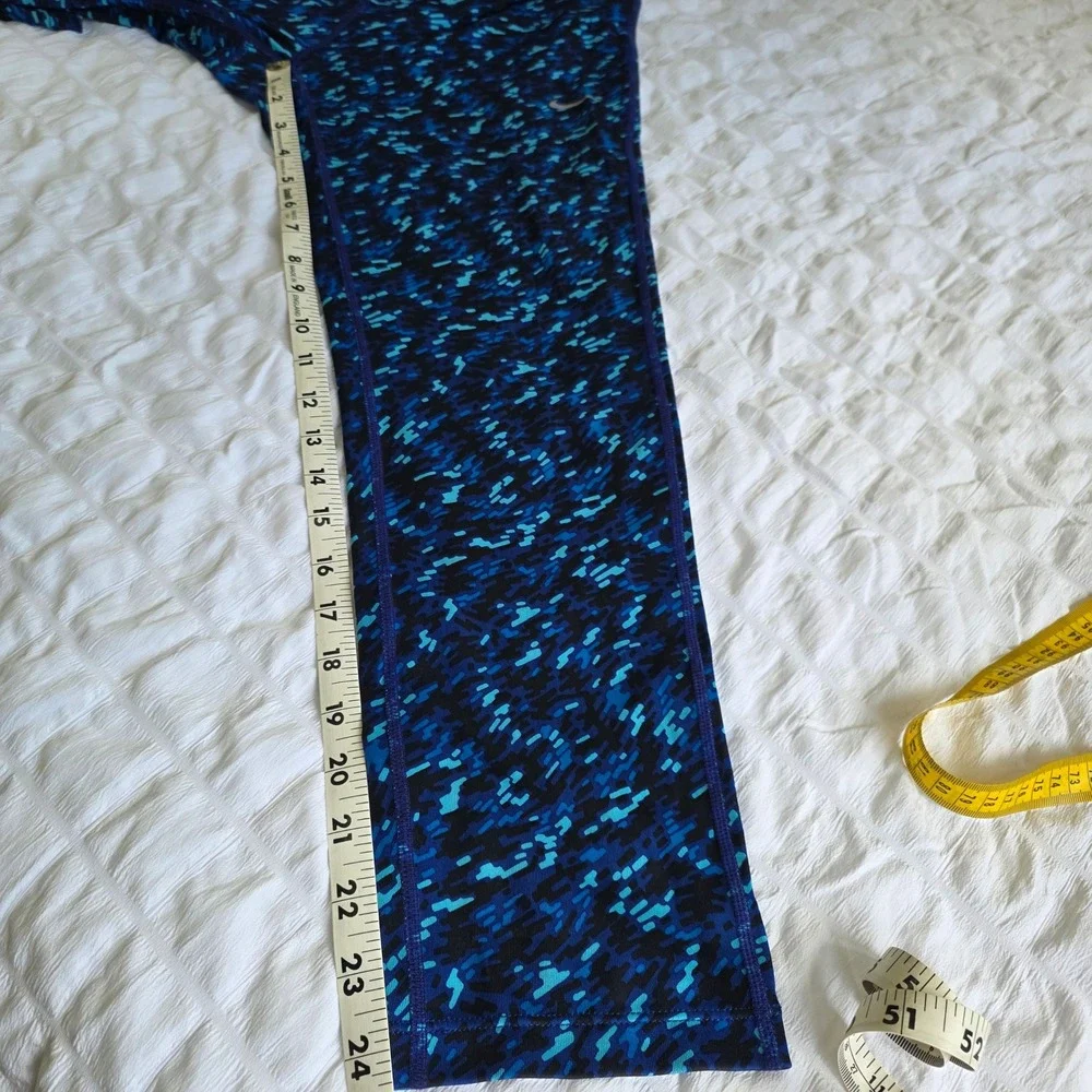 Nike Dri-FIT Womens Blue Digital Pixel Camo Running Leggings Size Large Cropped